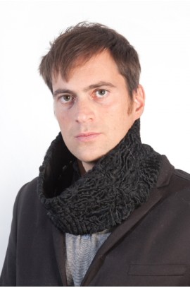 Black karakul fur neck warmer for men